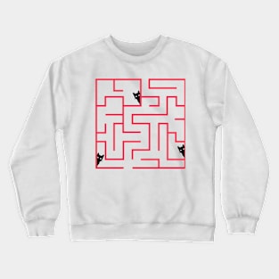 Black cats in the labyrinth Crewneck Sweatshirt